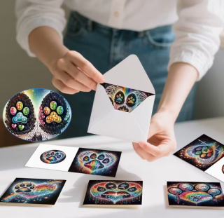 Preview: Diamond Painting Grusskarten Hunde-Pfoten